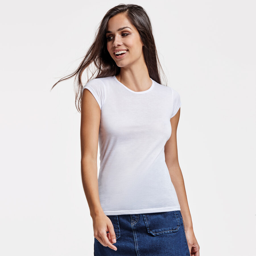 Balts sieviešu T-krekls ar īsām piedurknēm LON6692