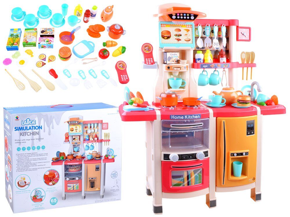 Liela bērnu virtuve ar ledusskapi, krāsni LON3547ZA ROZĀ