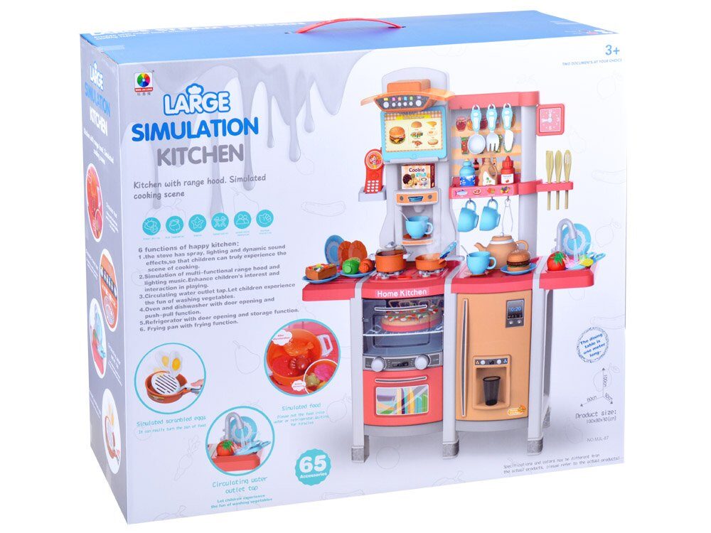 Liela bērnu virtuve ar ledusskapi, krāsni LON3547ZA ROZĀ