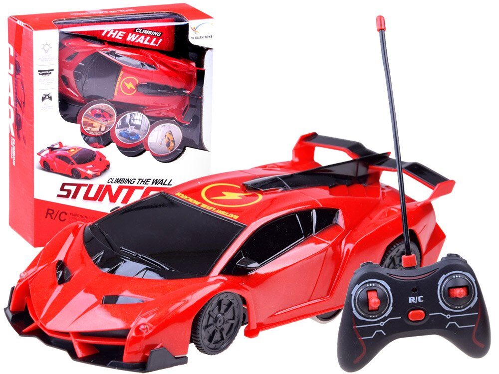 Stunt Car Toy mašīna brauc uz sienas ar  tālvadības pulti sarkana