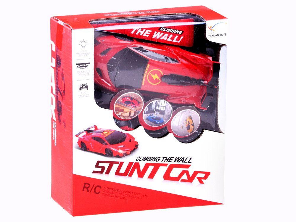 Stunt Car Toy mašīna brauc uz sienas ar  tālvadības pulti sarkana
