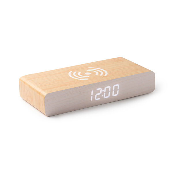 Pulkstenis ar 5W bezvadu lādētāju no MDF koka LON3029