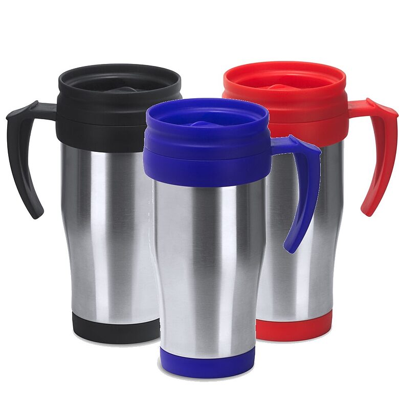 Stainless steel mug with PP handle. Capacity 450ml. LON4027