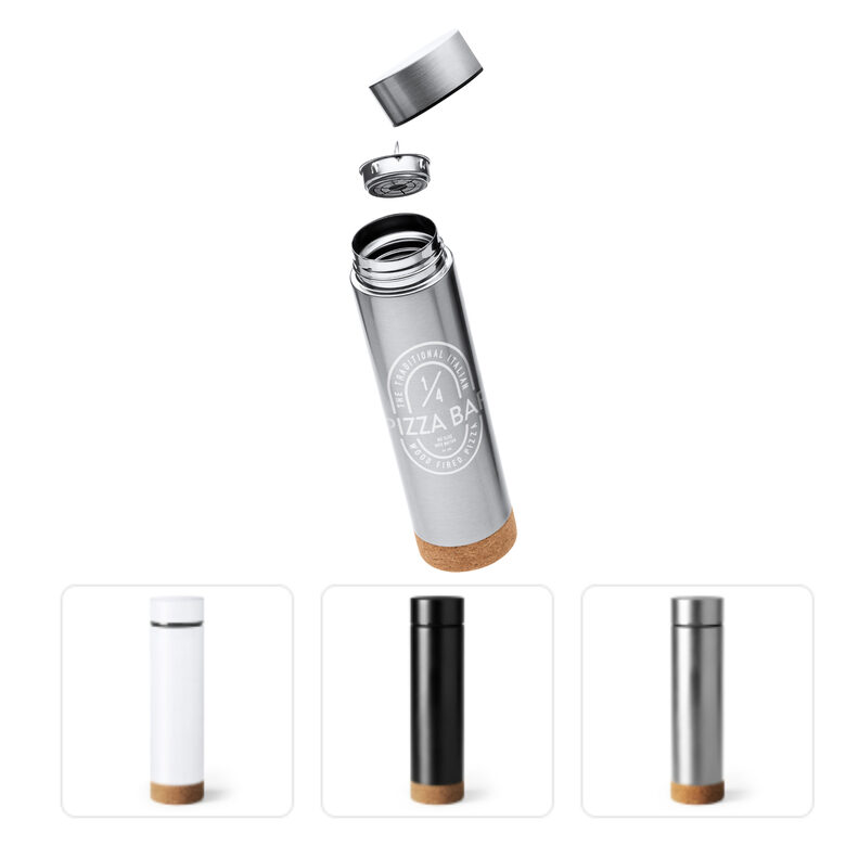 Dubultsienu termoss ar korķa pamatni. 460 ml