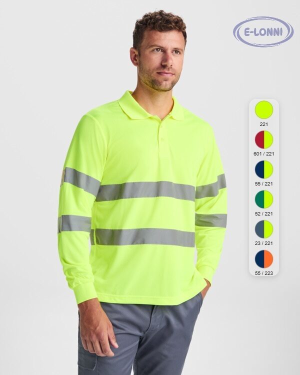 High visibility long sleeve three button polo shirt LON9306