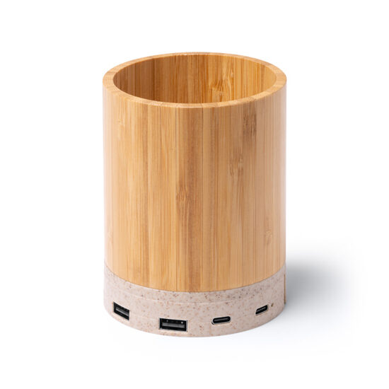 Pencil holder with a bamboo body and wireless charging function LON1297