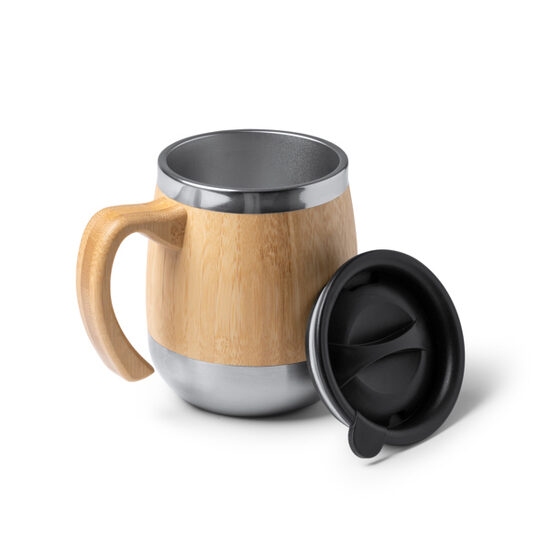 Nerūsējošā tērauda dubultsienu termokrūze ar bambusa apdari LON1585