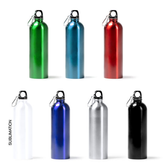 Бутылка из нержавеющей стали. Металлическая отделка, с карабином. 750 мл.