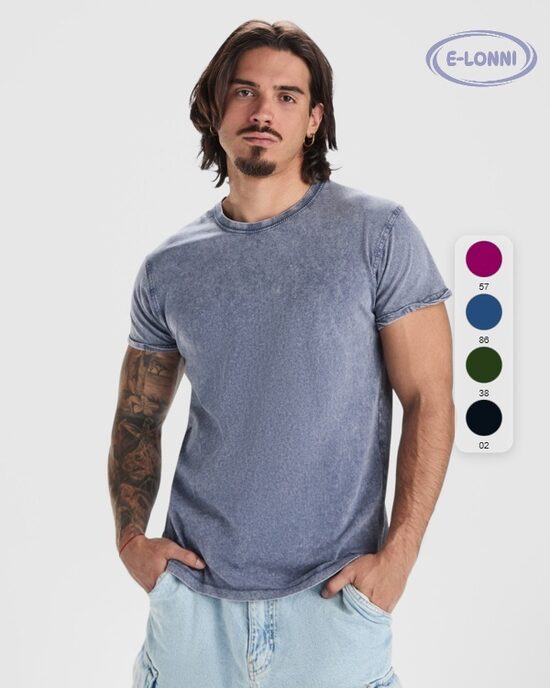 Short sleeve t-shirt with jeans effect LON689