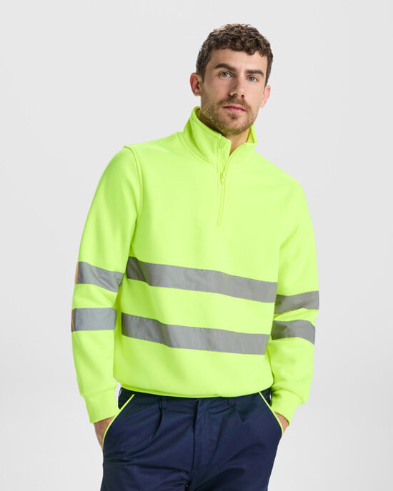 High visibility sweater with half-length zipper LON9314