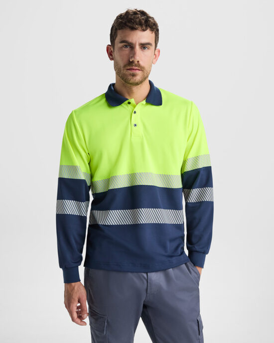High visibility two-tone long-sleeved polo LON9316