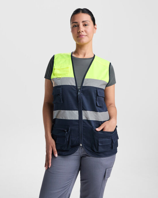 High visibility two-tone multi-pocket vest LON9323