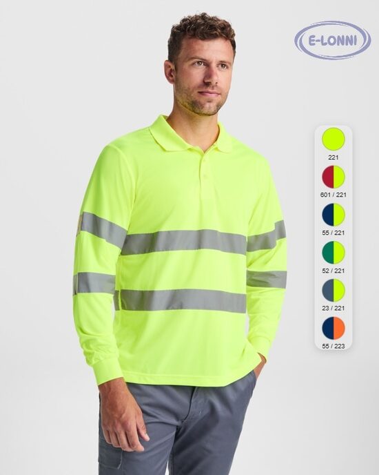 High visibility long sleeve three button polo shirt LON9306
