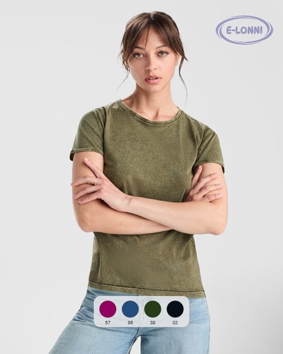 Woman Short sleeve t-shirt with jeans effect LON6691
