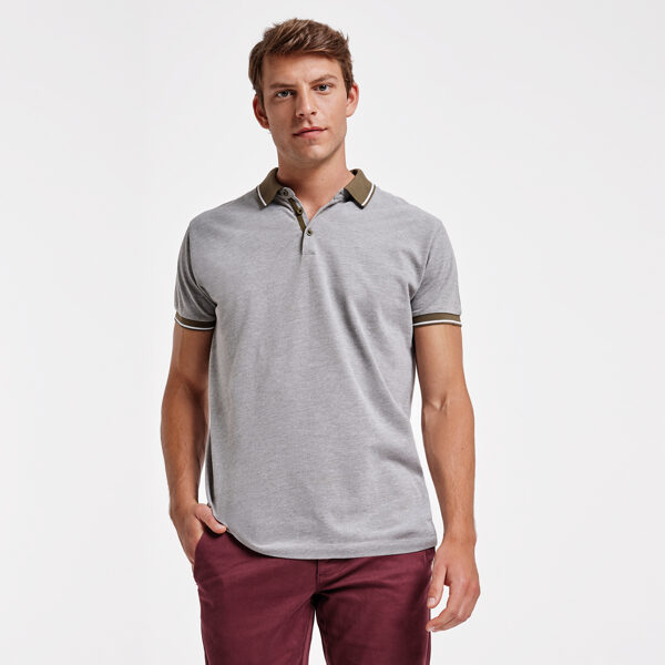 Heather polo-shirt with short sleeves LON0395