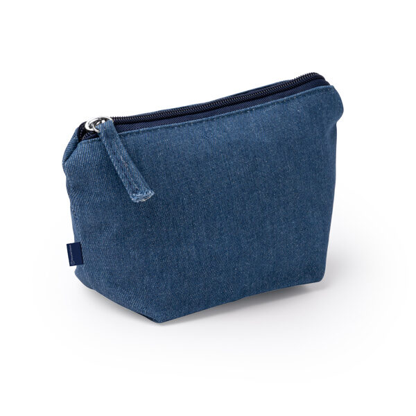 Toilet bag in recycled denim with matching zip fastening LON1085