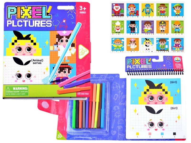 Izglītojoša krāsojamā grāmata - pikseļi (komplektā flomasteri) LON3371ZA